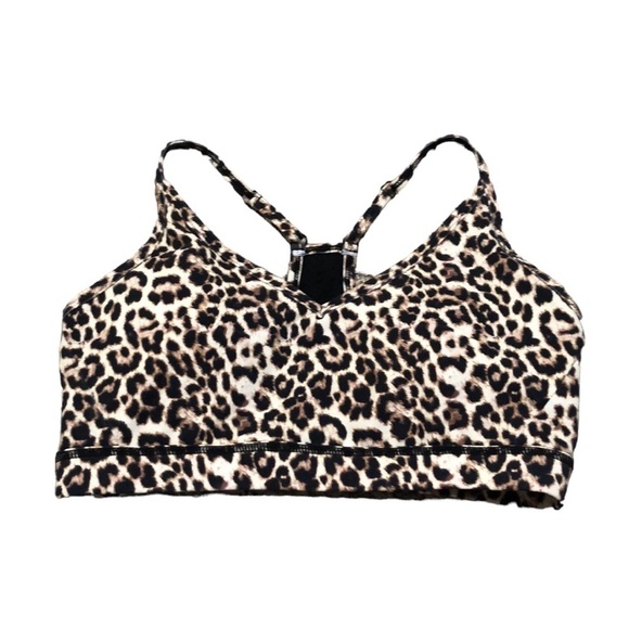 Zyia Active Leopard Brown Animal Print Mesh Racerback Sports Bra - Picture 1 of 5